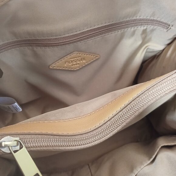 Fossil Tan Satchel with Striped Accent - Picture 4 of 11